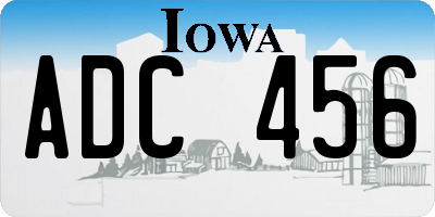 IA license plate ADC456
