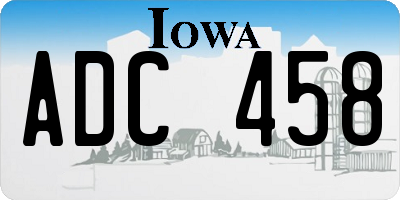 IA license plate ADC458