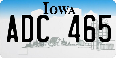 IA license plate ADC465