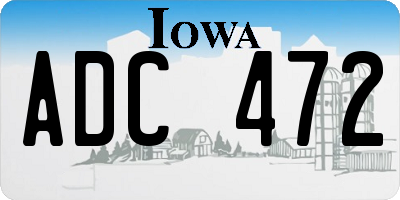IA license plate ADC472