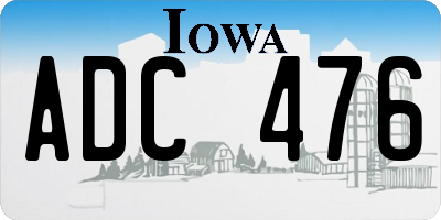 IA license plate ADC476