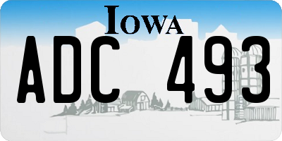 IA license plate ADC493