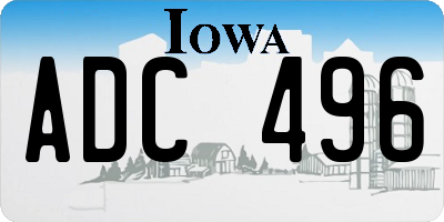 IA license plate ADC496