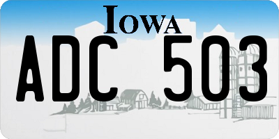 IA license plate ADC503