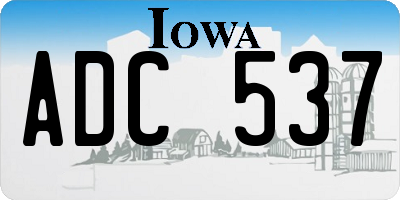 IA license plate ADC537
