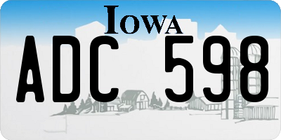 IA license plate ADC598
