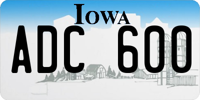 IA license plate ADC600