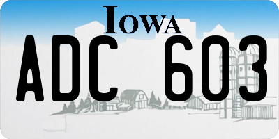 IA license plate ADC603
