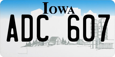 IA license plate ADC607