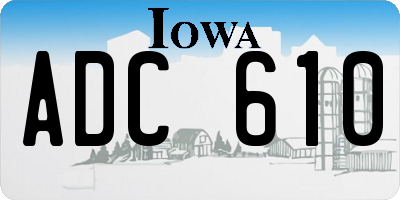 IA license plate ADC610