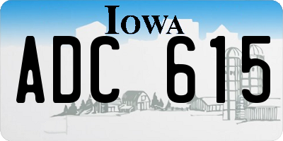 IA license plate ADC615