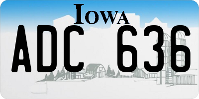IA license plate ADC636