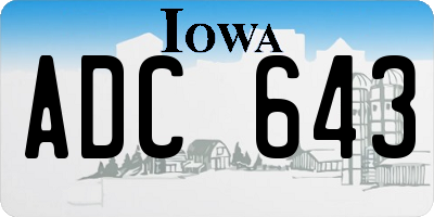 IA license plate ADC643