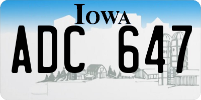 IA license plate ADC647