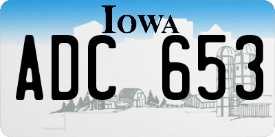 IA license plate ADC653