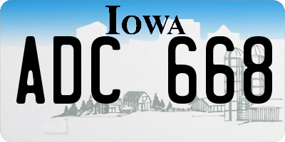 IA license plate ADC668