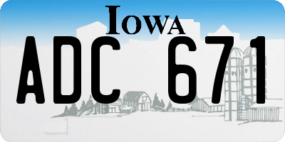 IA license plate ADC671
