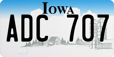 IA license plate ADC707