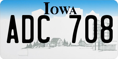 IA license plate ADC708