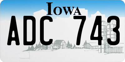 IA license plate ADC743