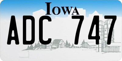 IA license plate ADC747