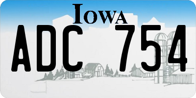 IA license plate ADC754
