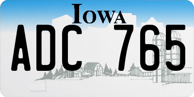 IA license plate ADC765