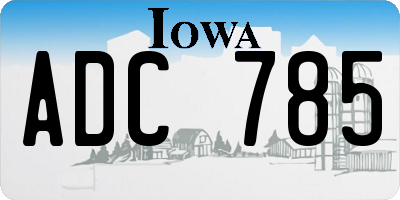 IA license plate ADC785