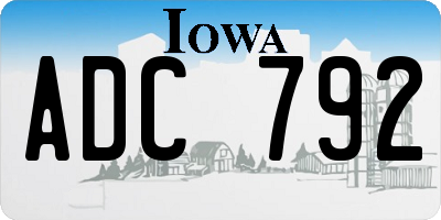 IA license plate ADC792