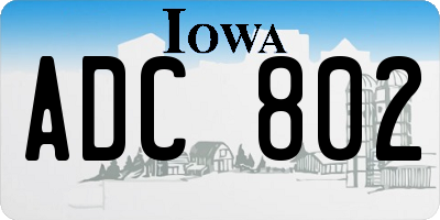 IA license plate ADC802
