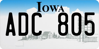 IA license plate ADC805