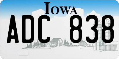 IA license plate ADC838