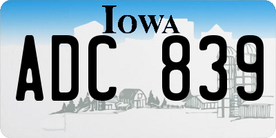 IA license plate ADC839