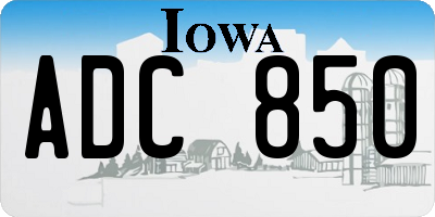 IA license plate ADC850