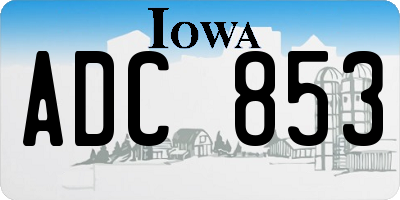 IA license plate ADC853