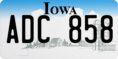 IA license plate ADC858