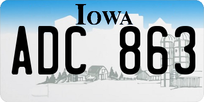 IA license plate ADC863