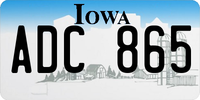 IA license plate ADC865