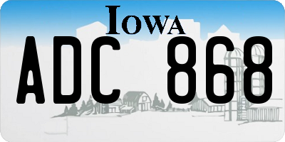 IA license plate ADC868