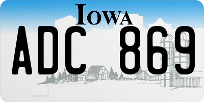 IA license plate ADC869