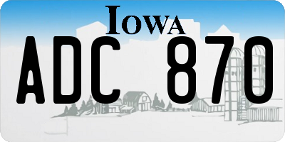 IA license plate ADC870