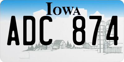IA license plate ADC874