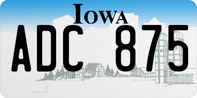IA license plate ADC875