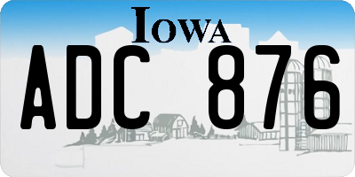 IA license plate ADC876