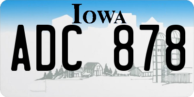 IA license plate ADC878