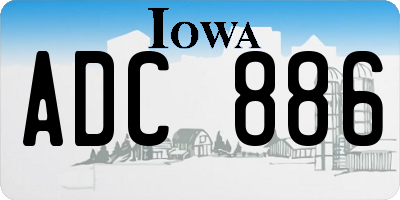 IA license plate ADC886