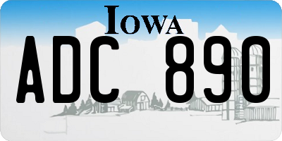 IA license plate ADC890
