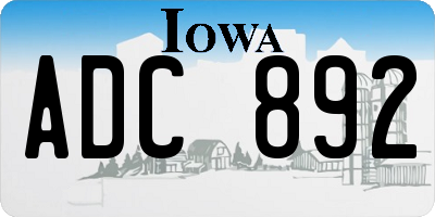IA license plate ADC892