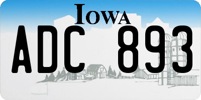 IA license plate ADC893