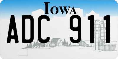 IA license plate ADC911